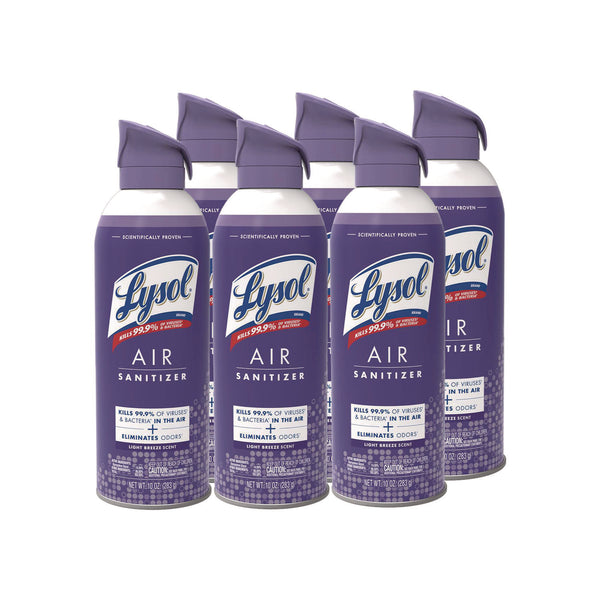 LYSOL Brand Air Sanitizer Spray, Light Breeze Scent, 10 oz Aerosol Can, 6/Carton (RAC99394CT) Case of 6