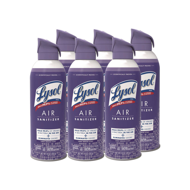 LYSOL Brand Air Sanitizer Spray, Light Breeze Scent, 10 oz Aerosol Can, 6/Carton (RAC99394CT) Case of 6