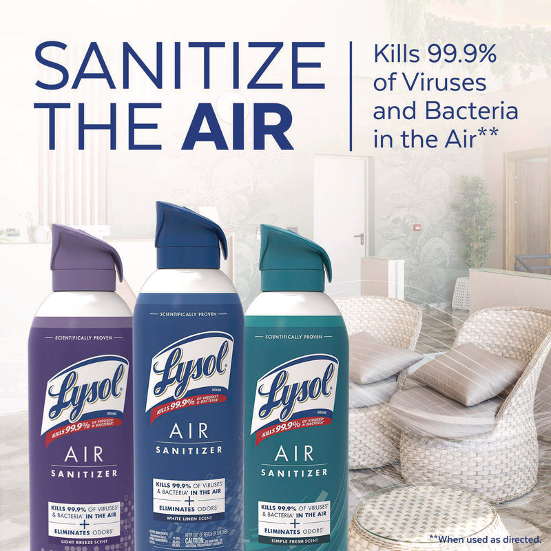 LYSOL Brand Air Sanitizer Spray, Light Breeze Scent, 10 oz Aerosol Can, 6/Carton (RAC99394CT) Case of 6
