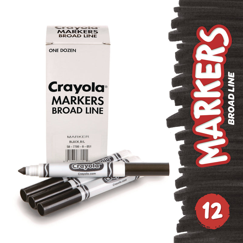 Crayola Bulk Broad Line Marker, Broad Bullet Tip, Black, 12/Box (CYO587700051) Box of 12