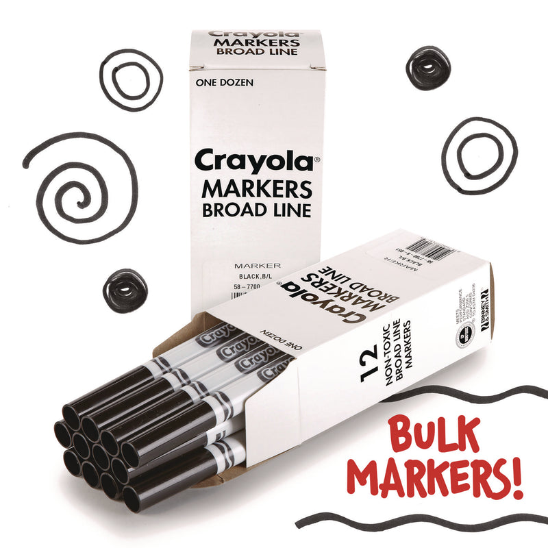 Crayola Bulk Broad Line Marker, Broad Bullet Tip, Black, 12/Box (CYO587700051) Box of 12