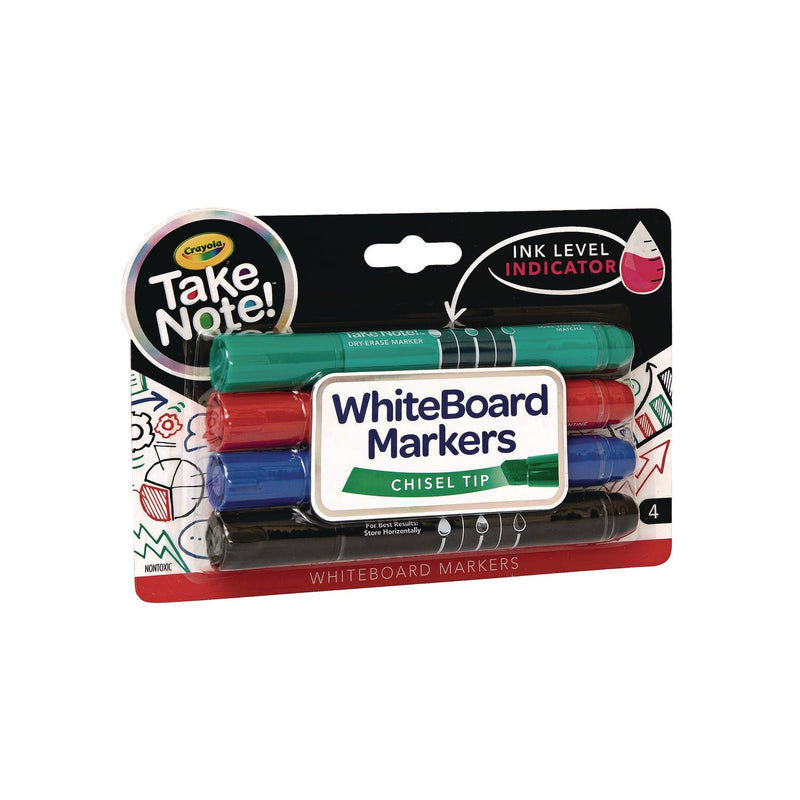 Crayola® Take Note Dry Erase Markers, Chisel Tip, Assorted Colors, 4/Set (CYO586543) Each