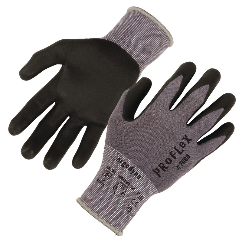 Ergodyne ProFlex 7000 Nitrile-Coated Gloves Microfoam Palm, Gray, X-Small, 12 Pairs/Pack (EGO10361) Each