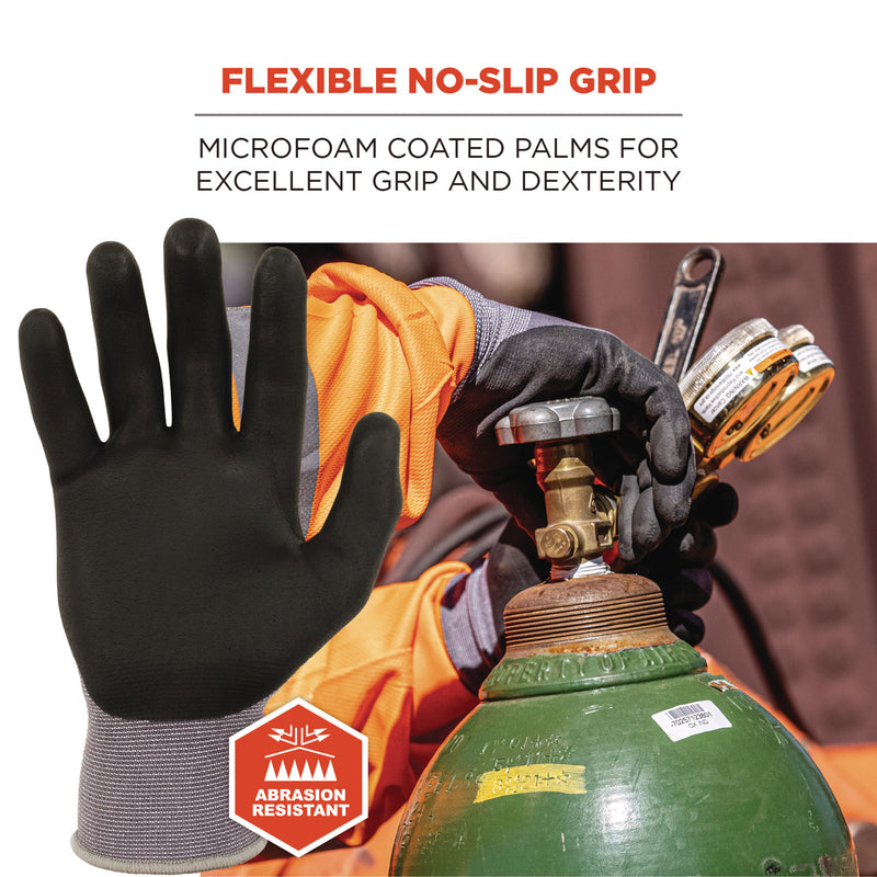 Ergodyne ProFlex 7000 Nitrile-Coated Gloves Microfoam Palm, Gray, X-Small, Pair (EGO10371) 1 Pair