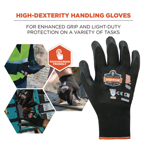 Ergodyne ProFlex 7001 Nitrile-Coated Gloves, Black, X-Small, Pair (EGO17951) 1 Pair