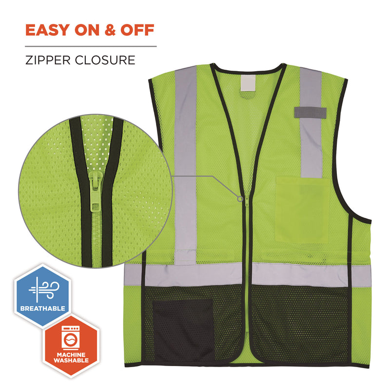Ergodyne GloWear 8210Z Hi-Vis Class 2 Mesh Vest, 2X-Large to 3X-Large, Lime (EGO23017) Each