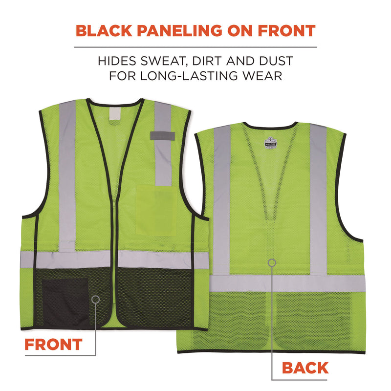 Ergodyne GloWear 8210Z Hi-Vis Class 2 Mesh Vest, 2X-Large to 3X-Large, Lime (EGO23017) Each