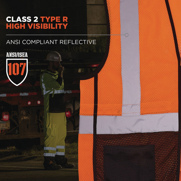 Ergodyne GloWear 8210Z Hi-Vis Class 2 Mesh Vest, Large to X-Large, Orange (EGO23025) Each