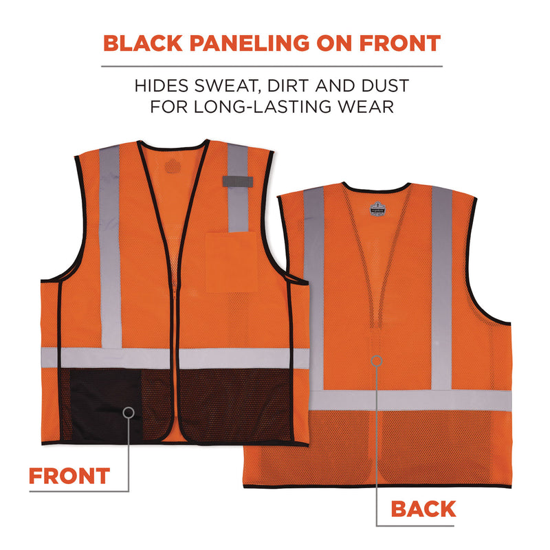 Ergodyne GloWear 8210Z Hi-Vis Class 2 Mesh Vest, 2X-Large to 3X-Large, Orange (EGO23027) Each