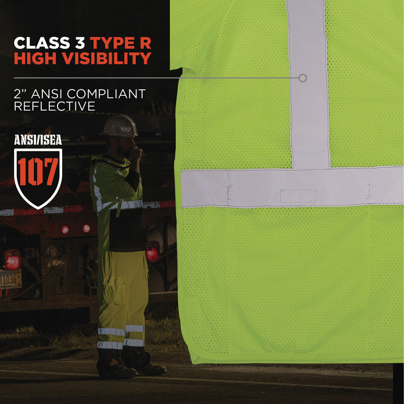 Ergodyne GloWear 8315BA Class 3 Hi-Vis Breakaway Safety Vest, 2X-Large to 3X-Large, Lime (EGO23057) Each