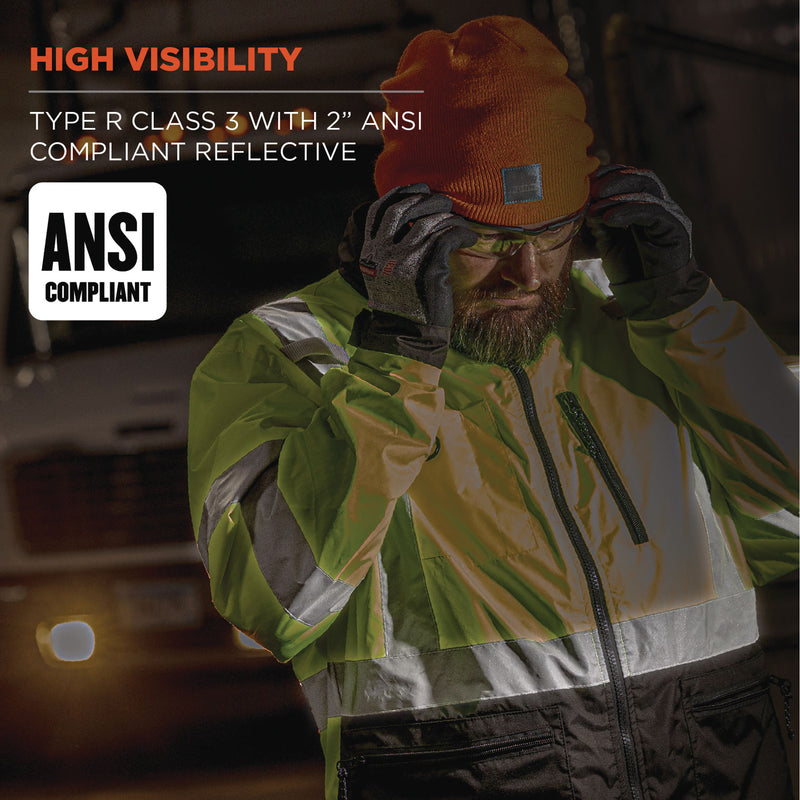 Ergodyne GloWear 8351 Class 3 Hi-Vis Windbreaker Water-Resistant Jacket, Medium, Lime (EGO23423) Each