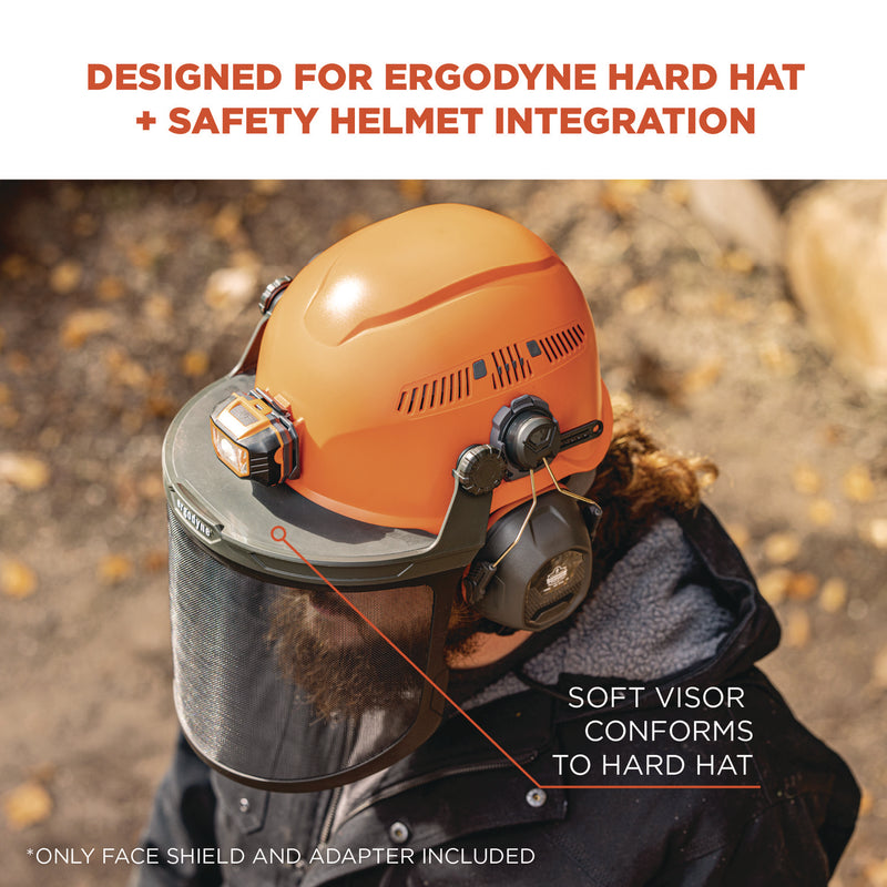 Ergodyne Skullerz 8989 Mesh Face Shield with Adapter for Hard Hat and Safety Helmet, Gray (EGO60247) Each