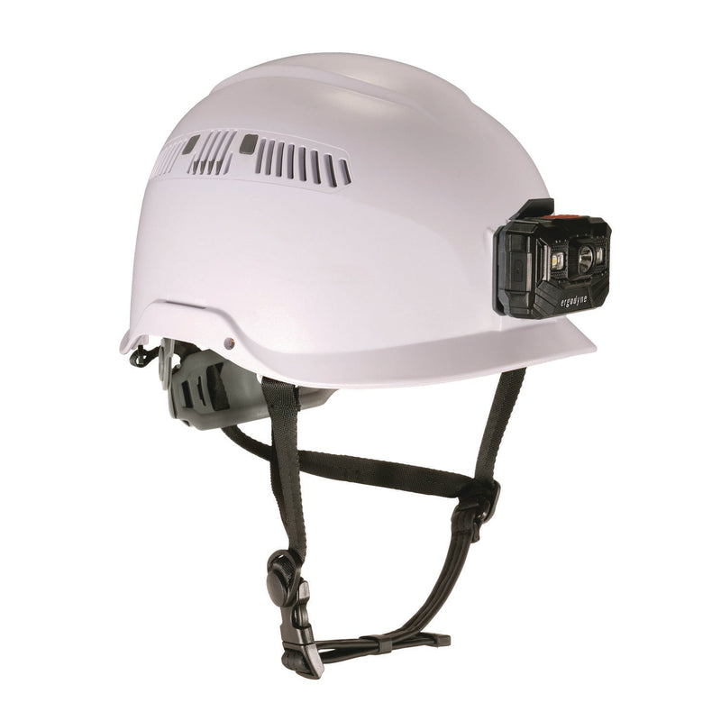 Ergodyne® Class C Safety Helmet with LED Light and Adjustable Venting, 6-Point Rachet Suspension, White (EGO60265) Each