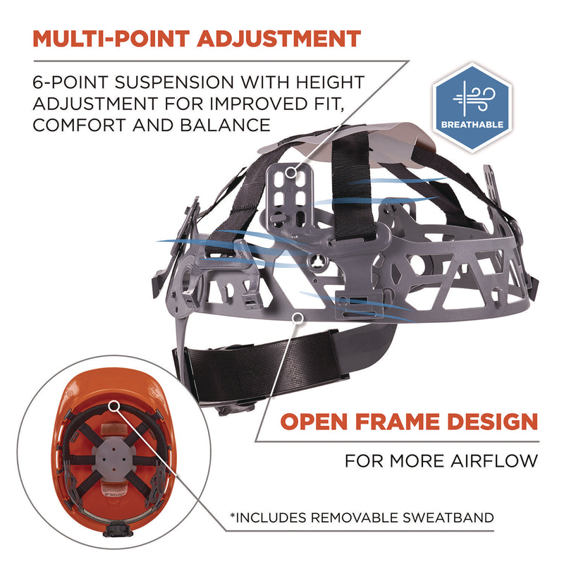 Ergodyne Skullerz 8967 Class E Lightweight Cap-Style Hard Hat, 6-Point Suspension, Orange (EGO60272) Each