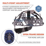 Ergodyne Skullerz 8967 Class E Lightweight Cap-Style Hard Hat, 6-Point Rachet Suspension, Blue (EGO60273) Each