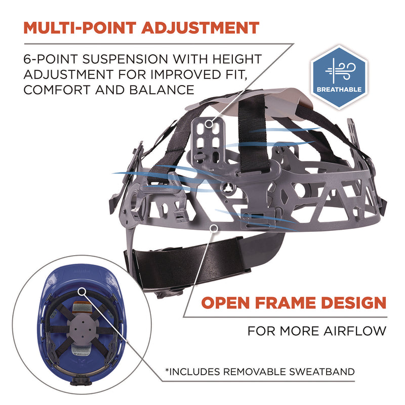 Ergodyne Skullerz 8967 Class E Lightweight Cap-Style Hard Hat, 6-Point Rachet Suspension, Blue (EGO60273) Each