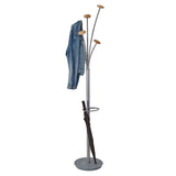 Alba Festival Coat Stand with Umbrella Holder, Five Knobs, 13.97 x 14 x 73.62, Gray (ABAPMFESTWM) Each