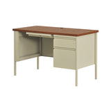 Alera Single Pedestal Steel Desk, 45" x 24" x 29.5", Cherry/Putty (ALEHSD4524PC) Each