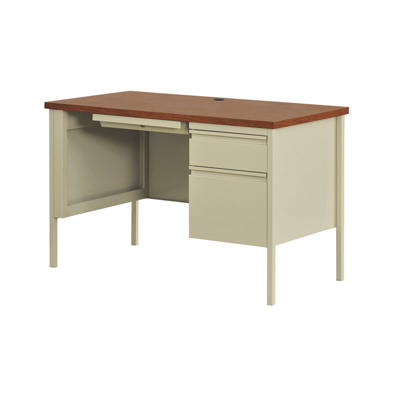 Alera Single Pedestal Steel Desk, 45" x 24" x 29.5", Cherry/Putty (ALEHSD4524PC) Each