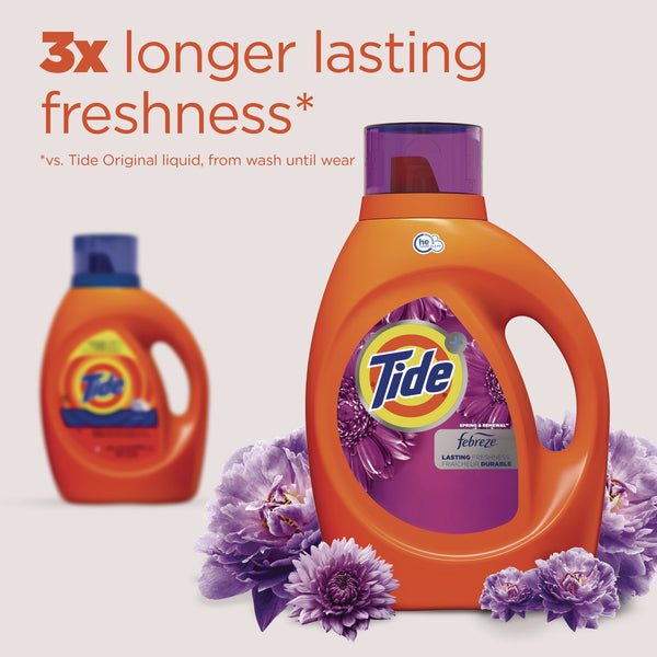 Tide Plus Febreze Liquid Laundry Detergent, Spring and Renewal, 84 oz Bottle (PGC12237EA) Each