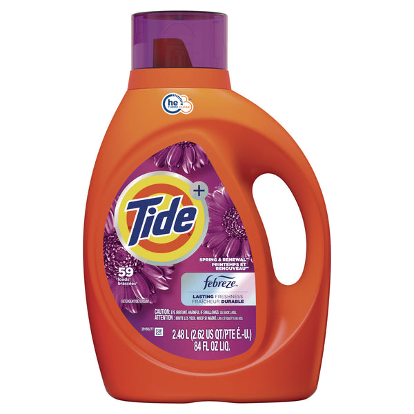 Tide Plus Febreze Liquid Laundry Detergent, Spring and Renewal, 84 oz Bottle (PGC12237EA) Each