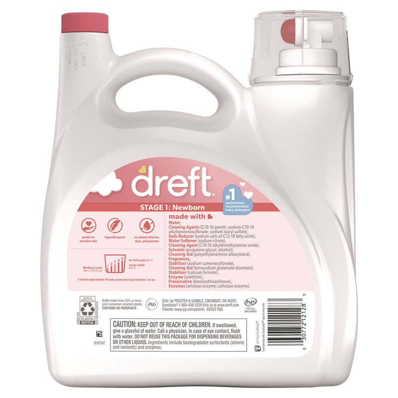 Dreft Ultra Laundry Detergent, Baby Powder Scent, 150 oz Bottle, 4/Carton (PGC12128) Case of 4