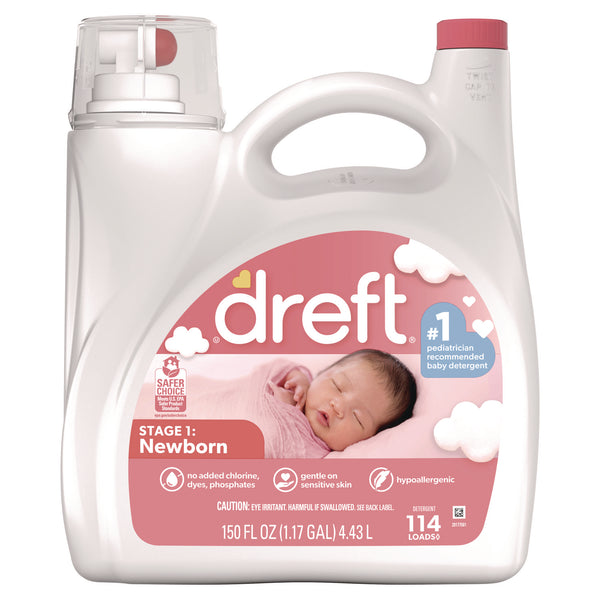 Dreft Ultra Laundry Detergent, Baby Powder Scent, 150 oz Bottle, 4/Carton (PGC12128) Case of 4