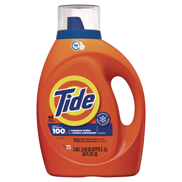 Tide HE Laundry Detergent, Original Scent, Liquid, 64 Loads, 84 oz Bottle (PGC12110EA) Each