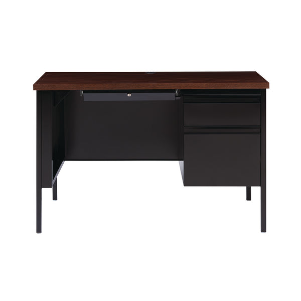 Alera Single Pedestal Steel Desk, 45.5" x 24" x 29.5", Mocha/Black, Black Legs (ALEHSD4524BM) Each