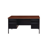 Alera Double Pedestal Steel Desk, 60" x 30" x 29.5", Mocha/Black, Black Legs (ALEHSD6030BM) Each