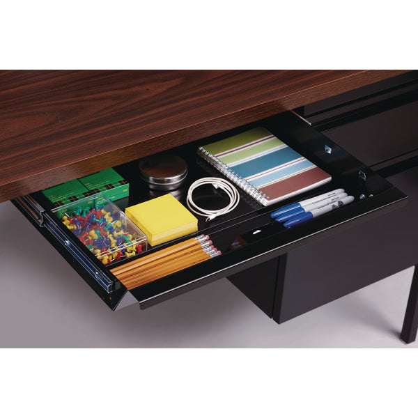 Alera Double Pedestal Steel Desk, 60" x 30" x 29.5", Mocha/Black, Black Legs (ALEHSD6030BM) Each