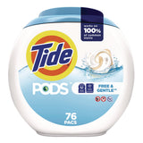 Tide PODS Laundry Detergent, Free and Gentle, 63 oz Tub, 76 Pacs/Tub, 4 Tubs/Carton (PGC09488CT) Case of 4