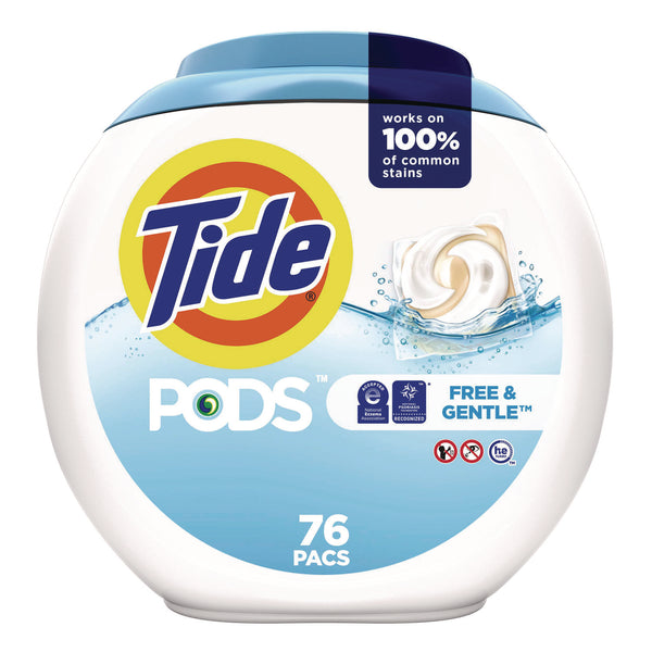 Tide PODS Laundry Detergent, Free and Gentle, 63 oz Tub, 76 Pacs/Tub, 4 Tubs/Carton (PGC09488CT) Case of 4