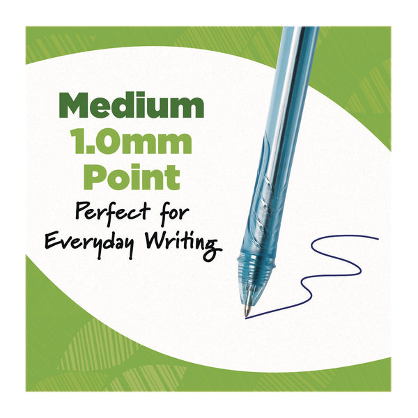 BIC® Ecolutions Gel Pen, Retractable, Medium 1 mm, Blue Ink, Blue Barrel, 12/Pack (BICRGLE11BLU) Pack of 12