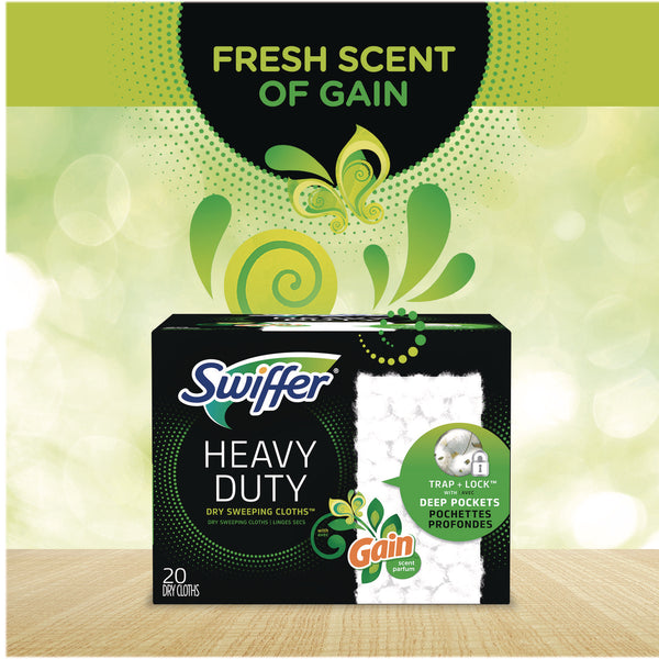 Swiffer® Heavy-Duty Dry Refill Cloths, 7.8 x 10.3, Gain Original Scent, White, 20 Cloths/Box (PGC94136) Box of 20