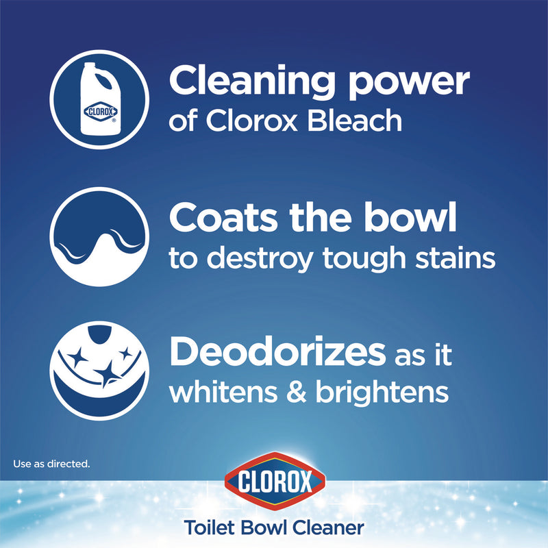 Clorox® Disinfecting Toilet Bowl Cleaner with Bleach, Rain Clean Scent, 24 oz Bottle, 2/Pack (CLO30924)