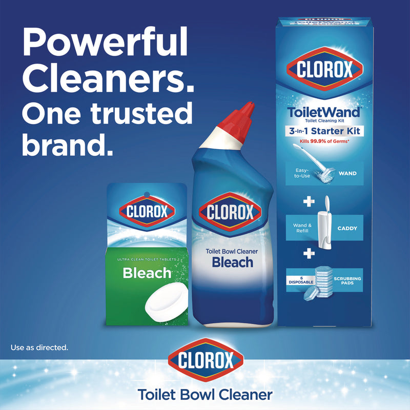 Clorox® Disinfecting Toilet Bowl Cleaner with Bleach, Rain Clean Scent, 24 oz Bottle, 2/Pack (CLO30924)