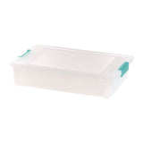 IRIS Latch Lid Storage Box, 2.3 gal, 14 x 11 x 3.5, Clear Bin/Seafoam Latches (IRS301158) Each
