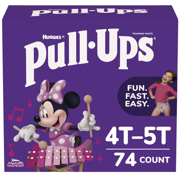 Huggies® Pull Ups Learning Designs Potty Training Pants for Girls, Size 6, 4T-5T, 38 lbs to 50 lbs, 74/Carton (KCM45272) Case of 74