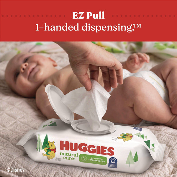 Huggies® Natural Care Sensitive Baby Wipes, Unscented, White, 64/Pack, 12 Packs/Carton (KCM51079) Case of 12