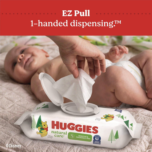 Huggies® Natural Care Sensitive Baby Wipes, Unscented, White, 64/Pack, 12 Packs/Carton (KCC51079)