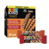 KIND Thins Bar Variety Pack, Dark Chocolate Cherry Cashew; Peanut Butter Dark Chocolate, 0.74 oz, 20/Box (KNDPHW41891) Box of 20