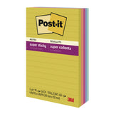 Post-it® Notes Super Sticky Note Pads in Summer Joy Color Collection Colors, 4" x 6", Note Ruled, 90 Sheets/Pad, 5 Pads/Pack (MMM6605SSJOY) Pack of 5