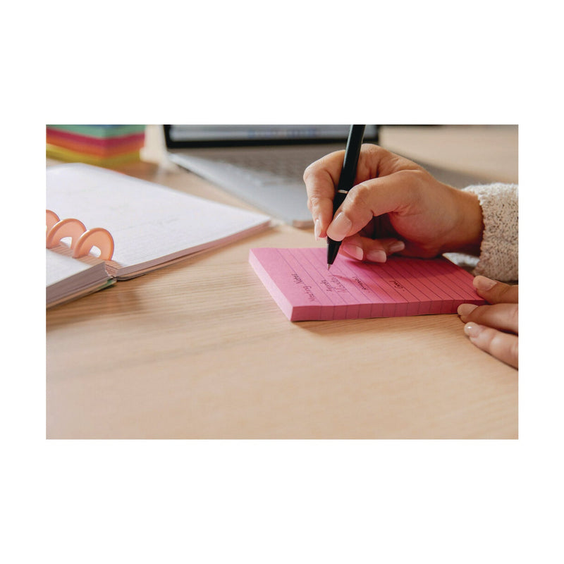 Post-it® Notes Super Sticky Note Pads in Summer Joy Color Collection Colors, 4" x 6", Note Ruled, 90 Sheets/Pad, 5 Pads/Pack (MMM6605SSJOY) Pack of 5