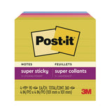 Post-it® Notes Super Sticky Note Pads in Summer Joy Collection, 4" x 4", Note Ruled, 90 Sheets/Pad, 4 Pads/Pack (MMM6754SSJOY) Pack of 4