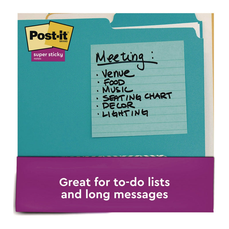 Post-it® Notes Super Sticky Note Pads in Summer Joy Color Collection Colors, 4" x 4", Note Ruled, 90 Sheets/Pad, 6 Pads/Pack (MMM6756SSJOY) Pack of 6