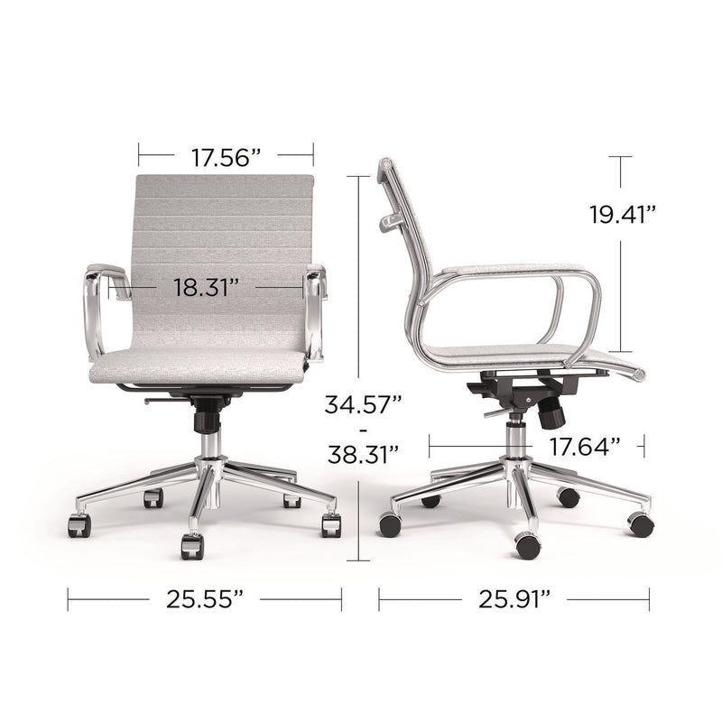 Union & Scale™ Everell Fabric Managers Chair, Supports up to 275 lb, 16.4" to 20.1" Seat Height, Heather Gray Seat/Back, Chrome Base (UOSUN53279CC) Each