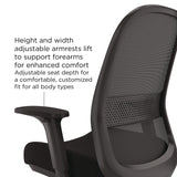 Essentials Mesh Back Fabric Task Chair, Adjustable Lumbar Support, Supports Up to 275 lb, 18.31" to 22.17" Seat Height, Black (UOSUN60991) Each