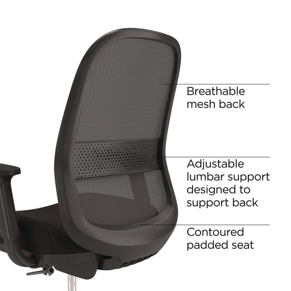 Union & Scale™ Essentials Mesh Back Drafting Stool, Adjustable Lumbar Support, Supports Up to 275 lb, 26.6" to 33.6" Seat Height, Black (UOSUN60992) Each