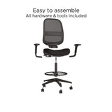 Union & Scale™ Essentials Mesh Back Drafting Stool, Adjustable Lumbar Support, Supports Up to 275 lb, 26.6" to 33.6" Seat Height, Black (UOSUN60992) Each